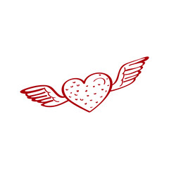 Love hand drawn vector illustration. Heart vector icon