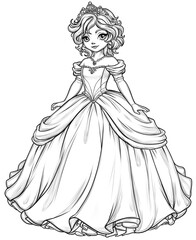 Fototapeta premium Coloring for children and adults, fairy princess.