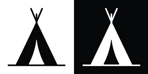 Tent silhouette, Camping tent icon, Hiking shelter vector illustration