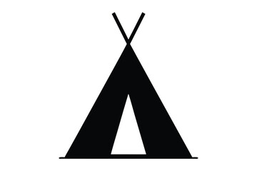 Tent silhouette, Camping tent icon, Hiking shelter vector illustration