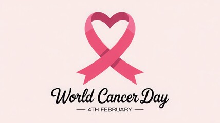 Pink Ribbon Heart Image for World Cancer Day February 4 Awareness and Support