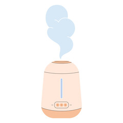 Cute air humidifier. Cool mist humidifier. Device for healthy humidifying the air in the house. Flat vector illustration