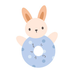Cute plush baby rattle toy for newborns and infants. Soft and safe baby toy. Flat vector illustration
