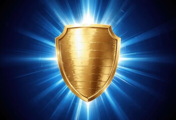 Radiant golden shield against blue light burst
