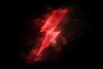 Red lightning bolt on black background with dramatic smoke effect