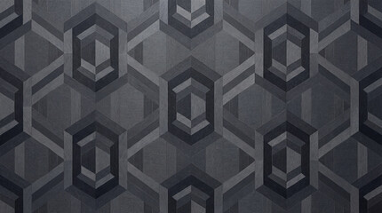 Complex dark gray geometric tessellated pattern, suitable for abstract backgrounds, digital designs, modern artwork, and minimalist aesthetics.