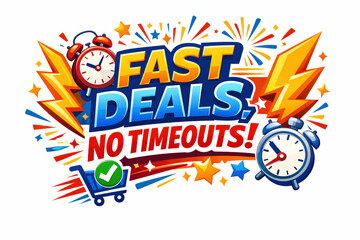 Fast Deals Banner. Clean modern holiday banner illustration, colorful game-day promo banner reinforcing urgency, excitement and