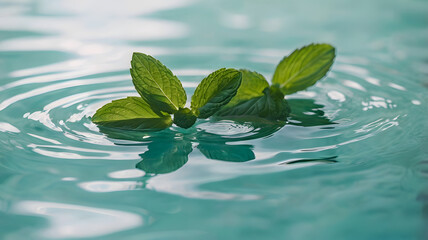 mint leaves in water