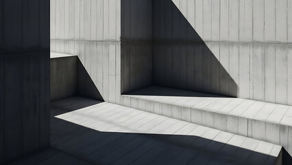 Modern concrete staircase in minimalist space