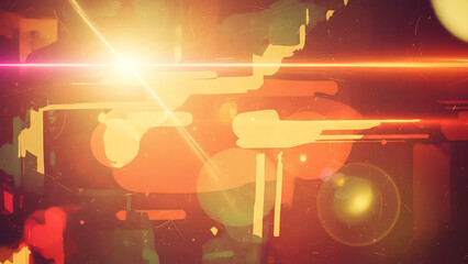 Vibrant neon cityscape at sunset