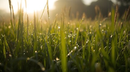 morning dew on a green grass