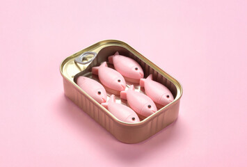 Fun fish-shaped candies in charming sardine packaging
