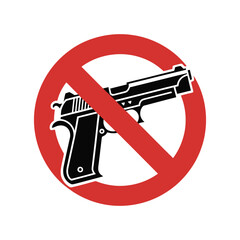 No firearms allowed A prohibition sign featuring a handgun silhouette