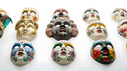 Vibrant collection of colorful masks on display