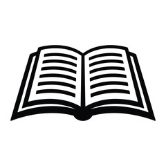 An open book icon with black lines on a white background