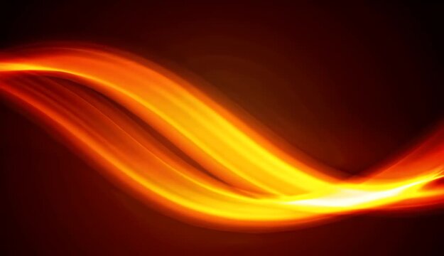 Abstract glowing fiery orange light waves background
