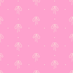 Bows on pink seamless pattern. Whimsical coquette background, print, packaging design, wallpaper