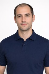 Obraz premium Hair transplantion FUE before portrait of young man with receding hairline in studio