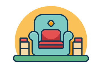 Comfortable modern armchair with colorful cushions and decor