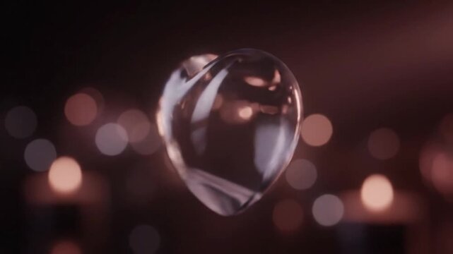 valentinsday 2026 a beautiful glass heart floats gently in front of a warm blurred background with soft bokeh lights with valentine s day ramdan mubarakha