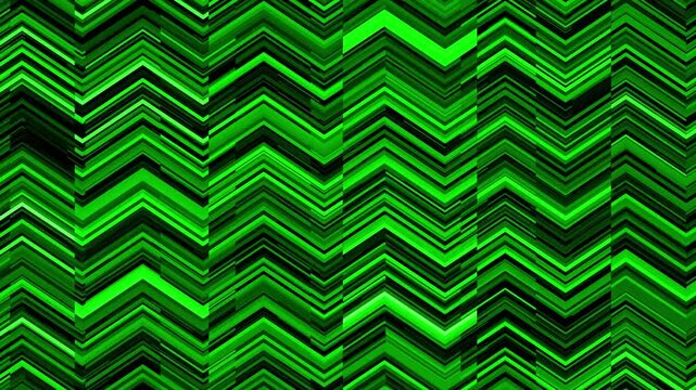 Abstract green and black 3d zigzag lines pattern creating a geometric background