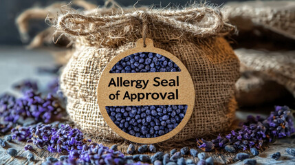 "Allergy Seal of Approval" on product, certification concept