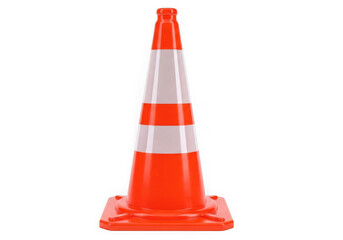Orange traffic cone isolated on transparent background