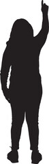 vector,silhouette of back view of a  woman pointing finger up