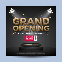 Huge discount offer for grand opening, editable text effects, marketing banner vector design