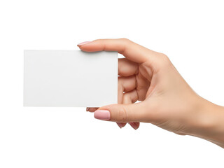 Obraz premium Hand holding business card isolated on transparent background