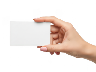 Hand holding business card isolated on transparent background