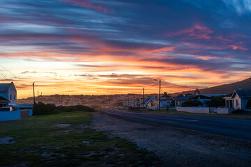 Sunset at  L'Agulhas, the southernmost village in Africa (South Africa), meeting point of Atlantic and Indian Ocean