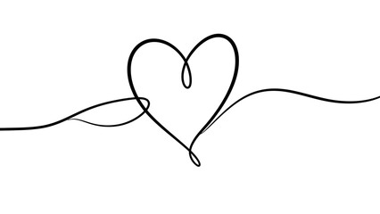 Minimalist continuous line drawing of a heart shape.