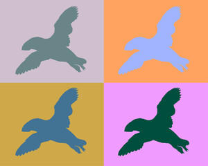 Atlantic Puffin Silhouette&nbsp;flat vector illustration. North fauna, wildlife. Red Book bird.&nbsp; Arctic shore seabird, ocean coast inhabitants isolated on different backgrounds.