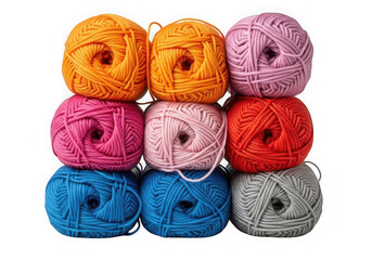 Colorful yarn balls isolated on transparent background