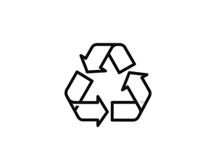 Obraz premium Simple black outline recycle symbol, triangular shape with three arrows