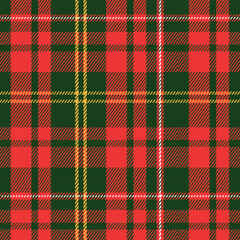 Scottish Plaid Seamless Pattern with Christmas Red and Green Tartan Check Textile Background Design