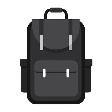 Title: Black and white of a backpack with a main compartment and a front pocket