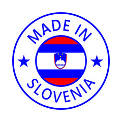 Slovenia Made in Stamp in circle with flag Vector template on white background