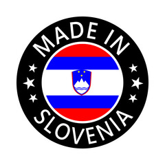Slovenia Made in Stamp in circle with flag Vector template on white background