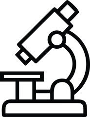 Black outline vector icon of a laboratory microscope on a white background