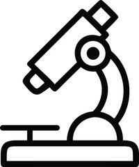 Black outline vector illustration of a microscope on a white background, science laboratory