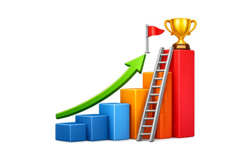 Bar chart showing growth to achievement with ladder