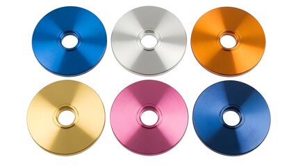 A collection of shiny colorful CDs on transparent background