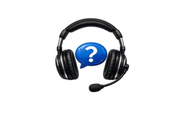 Headset with question mark indicating customer support assistance