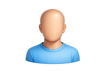 Faceless 3d avatar user icon on transparent background