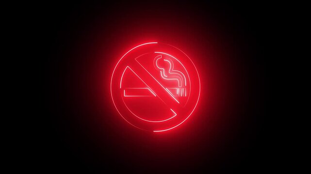 No smoking, no smoking sign loop with cigarette and animated smoke