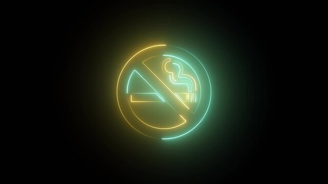 No smoking, no smoking sign loop with cigarette and animated smoke