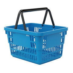 Blue shopping basket isolated on transparent background