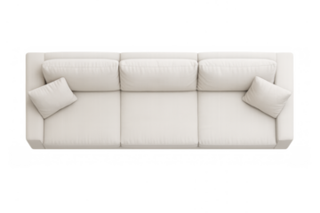 White modern sofa top view with transparent background